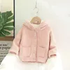 Cardigan autumn and winter clothes girls thickened hooded plus fleece sweater coat pockets female baby Kids cardigan 231013