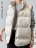 Womens Vests SHENGPALAE mode Contton gilet femmes printemps col montant simple boutonnage sans manches en vrac couleur unie gilet 5E4841 231013