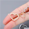 Stud 1 Pair Hip Hop Cz Stone Paved Bling Ice Out Heart Hoop Earrings For Men Women Unisex Rapper Jewelry Drop Delivery Dhgmr