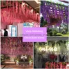 Fiori decorativi ghirlande ghirlanda artificiale Ivy Silk Wisteria Vine Rattan per centrotavola per matrimoni Decorazioni Bouquet Garland Ho dhplm