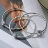 Armreif Luxus 100 % 925 Sterling Silber Funkelnde Herz Schlangenkette Fit Original Charm Armband Armreif Für Frauen Edlen Schmuck XCHS916 231013