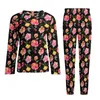 Mäns sömnkläder Rose Floral Pyjamas långärmad färgglada blommor Tvådel sovrum set vinter man anpassad mjuk stor storlek hemdräkt