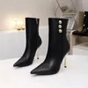 Fashion women's high heels Fashion boots Spring and autumn new designer leather sexy women's boots Thin heel cowhide ankle boots Brand party shoes 10 cm high heel