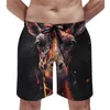 Men's Shorts Summer Board Giraffe Sportswear Drawing Style Cartoon Beach Short Pants Vintage Quick Drying Trunks Large Size