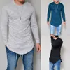 Mens Longline Camiseta Sólida Hip Hop Manga Longa Camisetas para Primavera e Outono Roupas Swag Slim Harajuku Tshirt227S