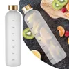 물병 흰색 재사용 가능한 동기 부여 병 PC 우주 컵 플라스틱 1000ml 12oz 커피 머그잔