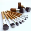 Bamboo Handle Make Up Brushes مجموعة 11pcs احترافية Blush Foundation Eyeshadow Cosmetic Maquiagem Multipurpose Brush Kit مع حقيبة ZZ