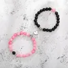 Beaded Strands 2pcs Natural Stone Beads Bracelet Set For Women Men Attractive Distance Heart Magnetic Bracelets Friendship Couple300O