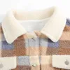 Herbst Winter Dame Revers Mantel Lamm Wolle Touch Weich und Bequem Plaid Muster Casual Sinn Für Mode.CC