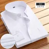 Men's Dress Shirts Business Casual Striped Shirt Spring Autumn Long Sleeve Slim Professional Interview Pure White