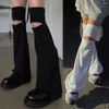Chaussettes Style décontracté pour femmes, pantalons à jambes chaudes ajourées, Harajuku pour filles, polyvalentes, longueur aux genoux, larges, couvertures de Protection solaire Y2k