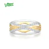 Bagues de cluster Visoso Gold pour femmes Véritable 14K 585 Bague jaune Sparkling Diamant Délicat Anniversaire Simple Fine Bijoux