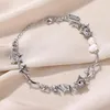 Bangle Silver Color Personality Rose Thorn Bracelet For Women Pearl Korean Bracelets Fashion Designer Jewelry Accessories Party Gifts