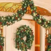 Decorações de Natal Grinaldas com Pinhas Bagas Vermelhas Guirlanda Artificial para Lareiras Escadas Porta Frontal Decoração de Ano 231013