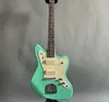 Guitare électrique à peinture verte brillante, 2 pièces, manche en palissandre P90, 6 cordes, corps solide