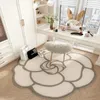 Teppich im französischen Creme-Stil für Schlafzimmer, runder Blumen-Nachttischteppich, weich, rutschfest, für Schminktisch, große Fläche, für Wohnzimmer 231013