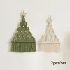 Christmas Decorations 2PcsSet Macrame DIY Tree Kit Crochet Woven Wall Hanging Decoration Handmade Cotton Cord Weaving Ornament 231013