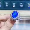 Women Wedding Jewelry Blue Star light Pigeon Egg Shaped Blue Crystal zircon Diamond Opening Ring Girlfriend Party Jewelry Birthday Gift Adjustable