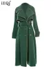 여자 자켓 IEQJ LONG COAT TRENCH 2023 스프링 느슨한 옷깃 풀 슬리브 더블 가슴 붕대 윈드 브레이커 암컷 의류 3W6766 231013