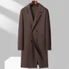 Mélanges de laine pour hommes 2023 mode mince couleur unie Style britannique coréen décontracté Double boutonnage longueur moyenne manteau Double face 231013