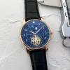 Herenhorloge roestvrij staal tourbillon drie steken 42 mm luxe merk automatische mechanische horloges lederen band mode maanfase