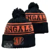 Men Knitted Cuffed Pom Bengals Beanies Cincinnati Bobble Hats Sport Knit Hat Striped Sideline Wool Warm BasEball Beanies Cap For Women a8