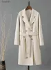 Cappotto da donna in misto lana soprabito in lana double face Donna Autunno Inverno Ispessimento Ulster manica intera tinta unita alla moda elegante giacca sopra il ginocchioL231014