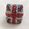 Anelli a grappolo Anello con bandiera britannica con strass reale reale Dia1.7cm 1.8cm Per le donne Festa serale Delicato regalo di anniversario di matrimonio