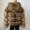 Pelliccia sintetica da donna BEIZIRU Cappotto invernale da donna con cappuccio Luxury Real Raccoon Argento TOP Giacche pelose Caldo spesso naturale Manica lunga 231013