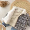 Giacche Autunno Inverno Moda Vintage Harajuku Cappotto per ragazze Kawaii Tops Tutti abbinati Dolce Giacca per bambini Plaid Plus Velluto Vestiti per bambini 231013