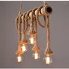 Pendant Lamps American Retro Rope Chandelier Lustre Bar Cafe Lighting Rural Industrial Lights Restaurant Bamboo Hanging