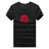 Rose Tryckt Mens T Shirt Summer Top Shirt Crew Neck Kort ärmar 5xl Men New Fashion Clothing Cotton Tops Male Casual Tees278d