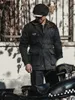 남성 재킷 비 재고 국제 왁스 재킷 빈티지 오토바이 바이커 코트가있는 멀티 포켓