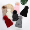 BeanieSkull Caps Custom for Women Personality Wild Female Fur Pom Poms Hats Fashion Winter Warm Beanie Hat Hip Hop Skullies Knit Ski Cap 231013