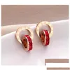 Stud Crystal Diamond Earrings Rose Gold Fashion Titanium Steel Double Sound Roman Sermals Studs Earring For Girl Women Gift Jewelry Dhkmx