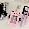 Card Holders Transparent Cartoon Plush Pocard Holder With Keychain Pendant Korean Style Cover ID Sleeve