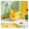 Canecas Cute Cat Mouthwash Copo Escova de Dentes Desenhos Animados Espessado Lavagem Família Viagem Gota Entrega Home Jardim Cozinha Jantar Bar Drinkware Dhtuw