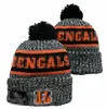 Hommes tricotés à revers Pom Bengals Bonnets Cincinnati Bobble Chapeaux Sport Tricot Chapeau Rayé Sideline Laine Chaud Baseball Bonnets Casquette Pour Femmes a3