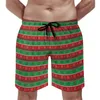 Pantaloncini da uomo Tavola estiva Stampa natalizia Corsa da surf Strisce rosse Pantaloni corti da spiaggia Moda Costume da bagno ad asciugatura rapida Taglie forti