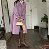 Maschette da donna Heydres viola inverno inverno a doppio petto di lana cappotti abbassa il cottaio coffi coreano dolci ins chic girls fashion outwear 231013