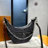 Evening Bags Leather Printed Handbag Party Chain Bags Fashion Classics Shoulder Handbag Crescent pouch 24*22cm