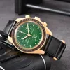 Omeg Wrist Watches for Men 2023 Mens Watches Six needles All dials work Quartz Wastch Top Luxury Brand Chronograph Clock Fashion accessories Gift Moonswatch