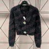 Women Fur Sweater Cardigan Luxury Short Style Cardigan Shiny Rhinestone Buckle Mink Hair Knits Tops Lady Clothing