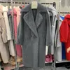 Kadın Yün Blend'ın Kış Kalın Sıcak Oyuncak Katlar Gerçek Uzun Lady Lüks Dış Giyim Doğal Kürk S7480A 231013