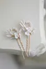 Wedding Hair Jewelry Porcelain Flower Hair Pins Clips Opal Head Pieces Gold Silver Color Hairpins For Brides Women Bridal Jewelry Wedding Accessories 231013