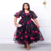 Abiti taglie forti 4XL 5XL Abito da principessa per feste Sexy vedere attraverso rosa nero tulle cuciture a rete Abiti lunghi primavera estate In Larg237S