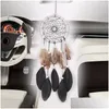 Decorative Objects & Figurines 45 Cm Handmade Dreamcatcher Black Feather Lace Dream Catcher Bead Hanging Decoration Ornament Gift For Dhelq