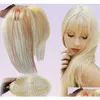 Blondynowy klip z branży ludzkiej w 3D Fringe Hair Topper Exterpiece korona dla kobiet krótki kąt Brown6931654026195 Drop dostarczenie P Dhykn