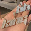 Mannen Vrouwen Mode Vergulde CZ Ice Out Letters DIY Aangepaste Naam Ketting met 3mm 24 inch Touwketting