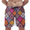 Shorts masculinos coloridos bohemia impressão ginásio verão mandala flor moda board calças curtas masculino roupas esportivas padrão de secagem rápida troncos de praia